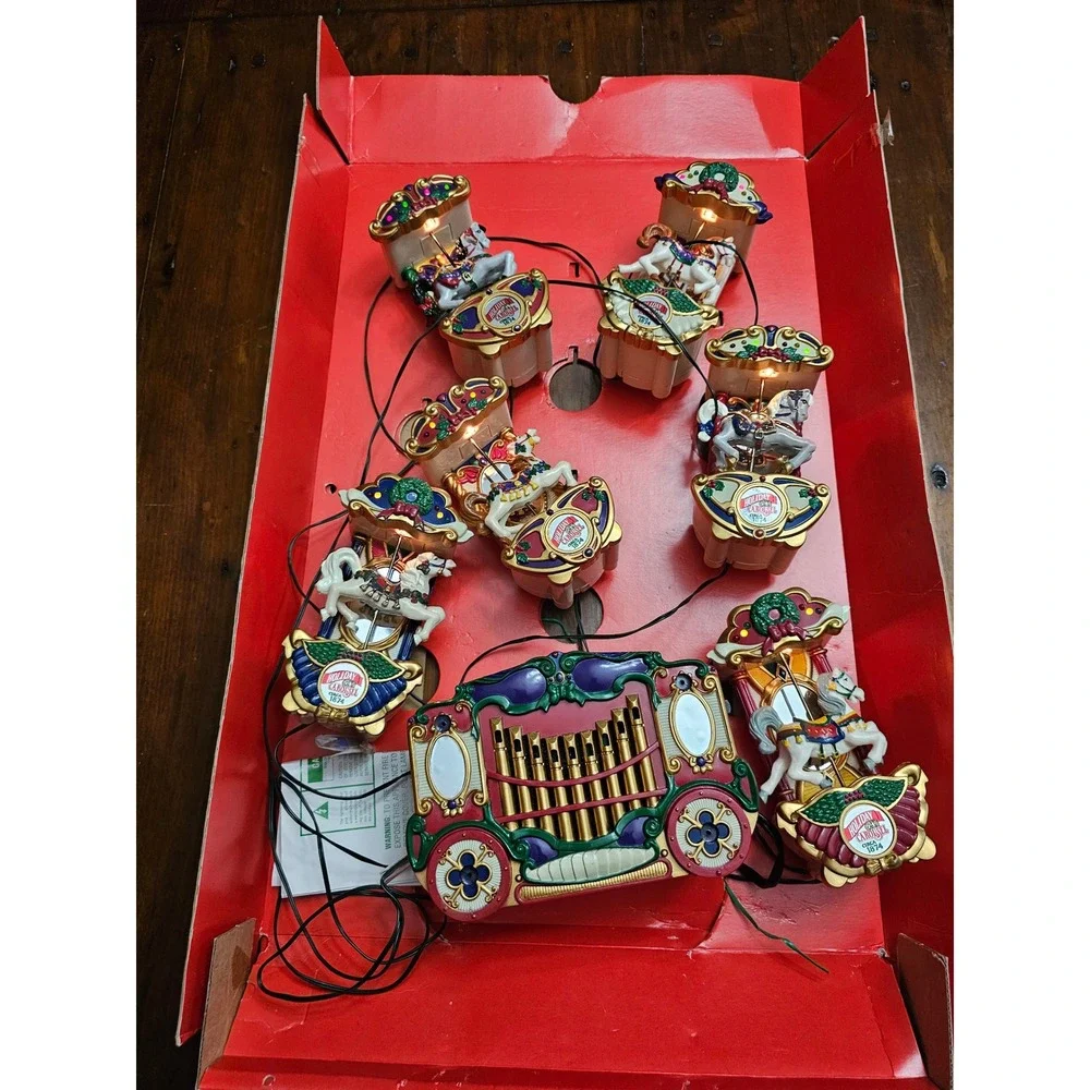 Mr Christmas Holiday Carousel Circa 1874 Animated Musical Ornaments Set Lighted